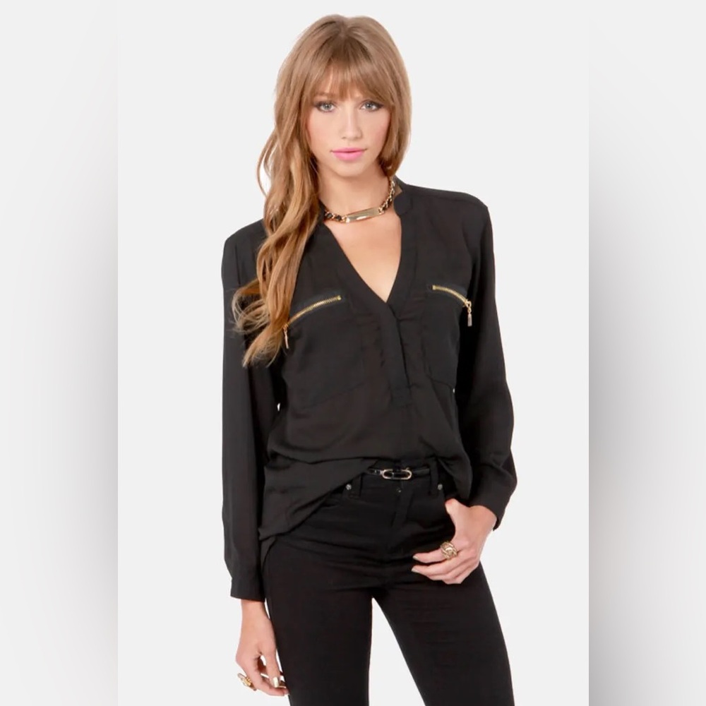 Black Sheer Long Sleeve Blouse